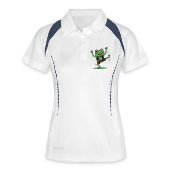 Tanzender Frosch im Anzug - Frauen Polo atmungsaktiv - Weiß/Navy - Vorne