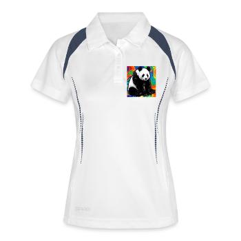 Panda - Frauen Polo atmungsaktiv - Weiß/Navy - Vorne