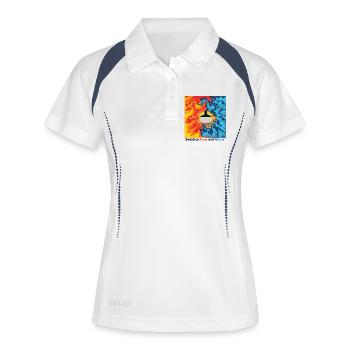 Zwischen Feuer und Wasser - Feuerwehr - Frauen Polo atmungsaktiv - Weiß/Navy - Vorne