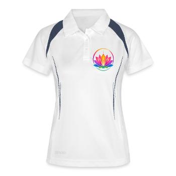 Lotus arc-en-ciel en cercle - Polo respirant Femme - blanc/marine - Devant