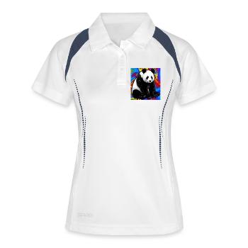 Panda - Frauen Polo atmungsaktiv - Weiß/Navy - Vorne