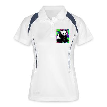Panda - Frauen Polo atmungsaktiv - Weiß/Navy - Vorne