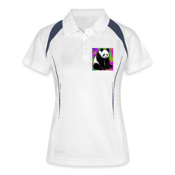 Panda - Frauen Polo atmungsaktiv - Weiß/Navy - Vorne