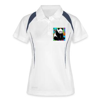 Panda - Frauen Polo atmungsaktiv - Weiß/Navy - Vorne