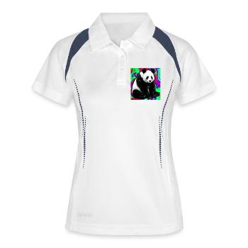 Panda - Frauen Polo atmungsaktiv - Weiß/Navy - Vorne