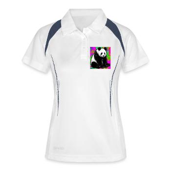 Panda - Frauen Polo atmungsaktiv - Weiß/Navy - Vorne