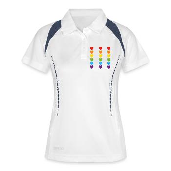 Cœurs arc-en-ciel de la fierté - Polo respirant Femme - blanc/marine - Devant