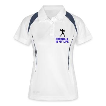 Football is my Life - Frauen Polo atmungsaktiv - Weiß/Navy - Vorne