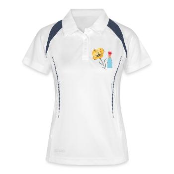 Blume Hand Herz  - Frauen Polo atmungsaktiv - Weiß/Navy - Vorne