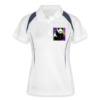 Panda - Frauen Polo atmungsaktiv - Weiß/Navy - Vorne