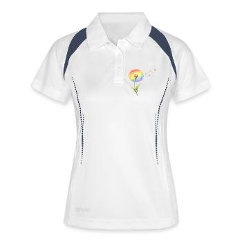 Regenbogen Pusteblume - Frauen Polo atmungsaktiv - Weiß/Navy - Vorne