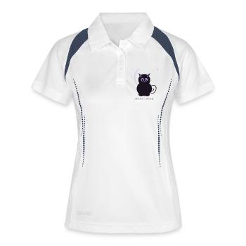 Mondbeschienene Geisterkatze - Frauen Polo atmungsaktiv - Weiß/Navy - Vorne