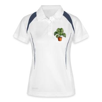 Monstera Watercolor Plant Scene - Women's Polo breathable - white/navy - Front