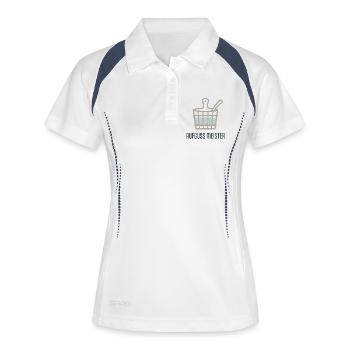 Sauna Experte - Frauen Polo atmungsaktiv - Weiß/Navy - Vorne