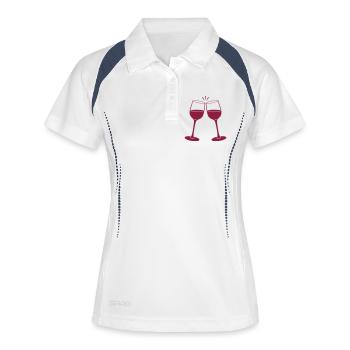 Wine Glasses - Wine Red Wine Enjoyment Wine Lovers - Women's Polo breathable - white/navy - Front