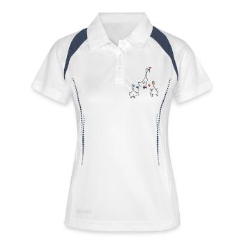 Oies avec des fleurs - Polo respirant Femme - blanc/marine - Devant