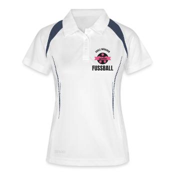 Coole Mädchen spielen Fußball Geschenk Mädchen - Frauen Polo atmungsaktiv - Weiß/Navy - Vorne