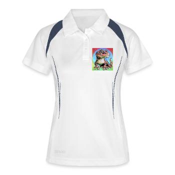 Gecko - Frauen Polo atmungsaktiv - Weiß/Navy - Vorne