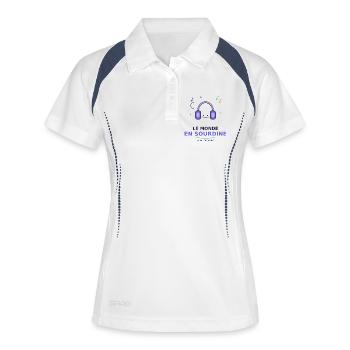 Le Monde En Sour­dine - Chill Actif - Polo respirant Femme - blanc/marine - Devant