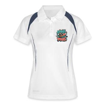 Chill Mal  Cooles Faultier Graffiti Design - Frauen Polo atmungsaktiv - Weiß/Navy - Vorne