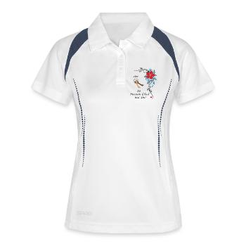 Glück - Frauen Polo atmungsaktiv - Weiß/Navy - Vorne