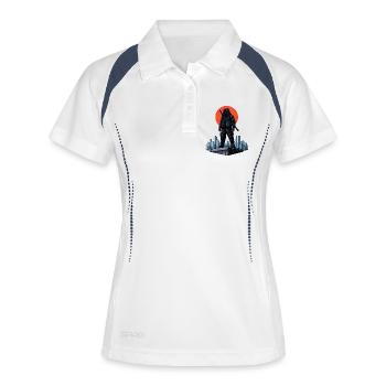 Urban Ninja in front of a red moon - Women's Polo breathable - white/navy - Front