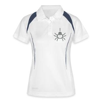 Araignée Linéaire Minimaliste - Polo respirant Femme - blanc/marine - Devant