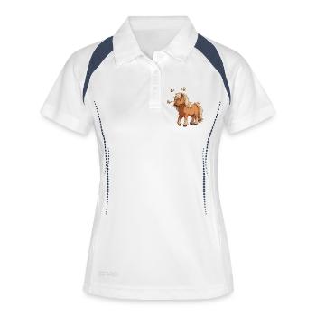 Cheval aux papillons - Polo respirant Femme - blanc/marine - Devant