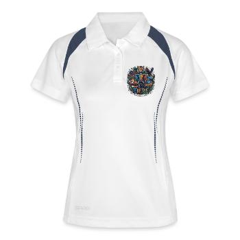 Tierwelt Wildnis Collage - Frauen Polo atmungsaktiv - Weiß/Navy - Vorne