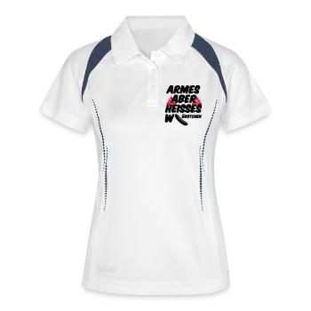Heisses Würstchen Fleisch Grillen Geschenk Sprüche - Frauen Polo atmungsaktiv - Weiß/Navy - Vorne