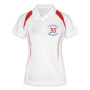 anniversaire - Polo respirant Femme - blanc/marine - Devant