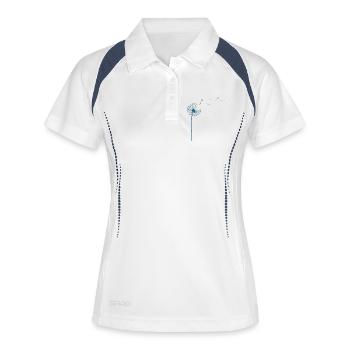 Federleichter Löwenzahn mit Pusteblumen - Frauen Polo atmungsaktiv - Weiß/Navy - Vorne