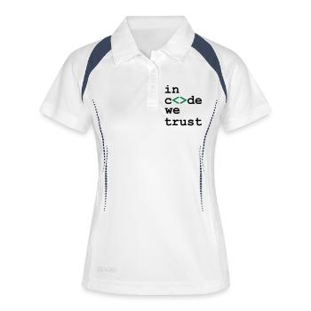 [ In code we trust ] - Polo respirant Femme - blanc/marine - Devant