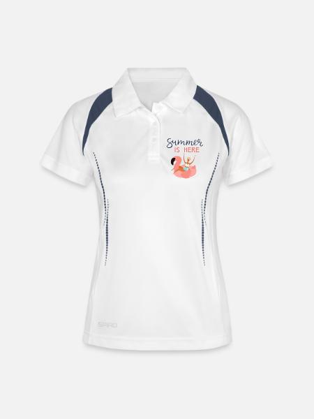 Der Sommer ist da - Frauen Polo atmungsaktiv - Weiß/Navy