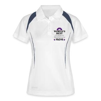 Golden Retriever - Frauen Polo atmungsaktiv - Weiß/Navy - Vorne