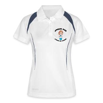 J'peux pas j'suis de garde Humour soignant cadeau - Polo respirant Femme - blanc/marine - Devant