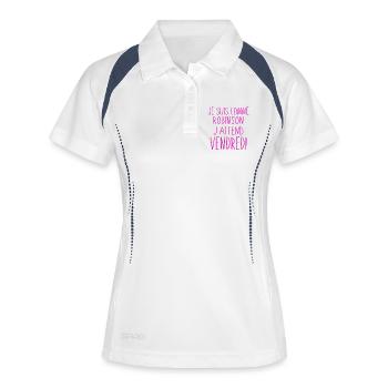 J'attend vendredi humour - Polo respirant Femme - blanc/marine - Devant