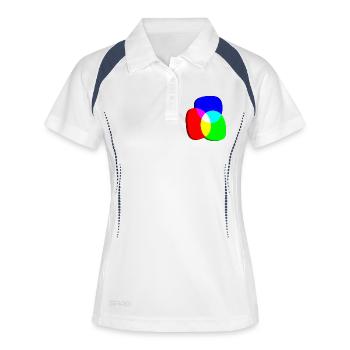 RGB Farbkreise exzentrisch - Frauen Polo atmungsaktiv - Weiß/Navy - Vorne