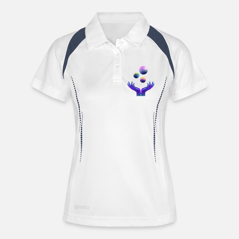 graphic, universe, planet - Women's Polo breathable - white/navy