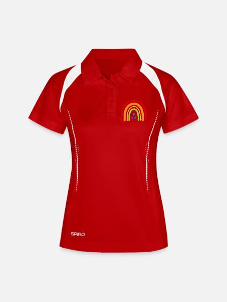 Abschied Kita Regenbogen Danke für die tolle Zeit - Frauen Polo atmungsaktiv - Weiß/Navy
