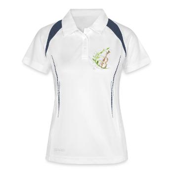 Violine mit Blumenranke, Musiker - Frauen Polo atmungsaktiv - Weiß/Navy - Vorne