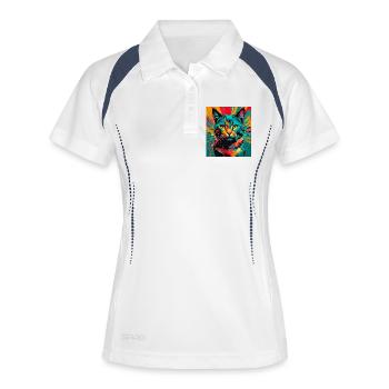 Chat - Polo respirant Femme - blanc/marine - Devant