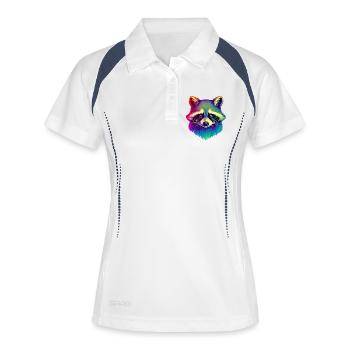 Waschbär - Frauen Polo atmungsaktiv - Weiß/Navy - Vorne