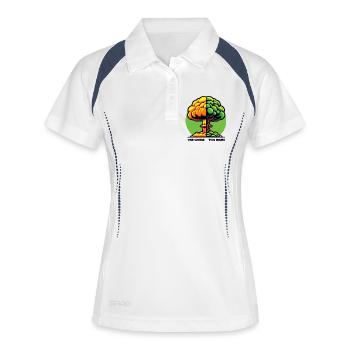 Ökologie vs. Atomkraft - Vitale Entscheidung - Frauen Polo atmungsaktiv - Weiß/Navy - Vorne