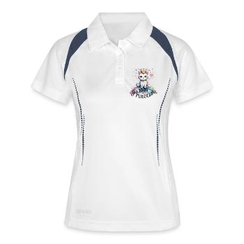100% Prinzessin, Katzenhumor! - Frauen Polo atmungsaktiv - Weiß/Navy - Vorne