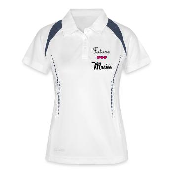 Junggesellinnenabschied. HOCHZEIT. TEAM BRAUT. ZUKÜNFTIGE BRAUT - Frauen Polo atmungsaktiv - Weiß/Navy - Vorne