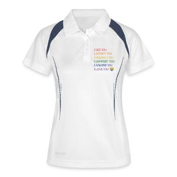 LGBT Pride Month - Ich sehe dich, ich akzeptiere dich, ich liebe - Frauen Polo atmungsaktiv - Weiß/Navy - Vorne