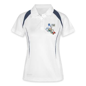 Aquarell Landkarte Krk - Frauen Polo atmungsaktiv - Weiß/Navy - Vorne