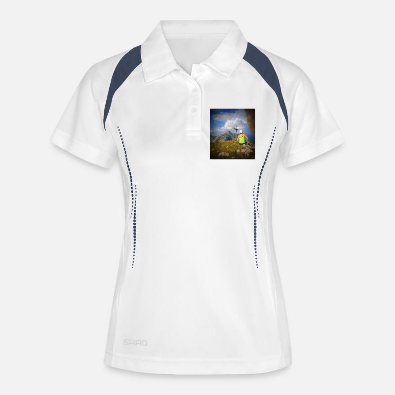 At the top! - Women's Polo breathable - white/navy