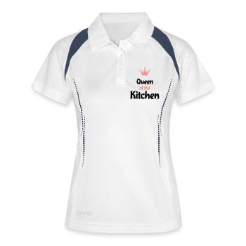 Tablier de cuisine pour votre dîner - Polo respirant Femme - blanc/marine - Devant
